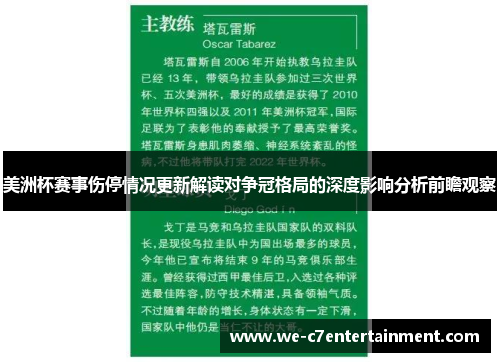 美洲杯赛事伤停情况更新解读对争冠格局的深度影响分析前瞻观察